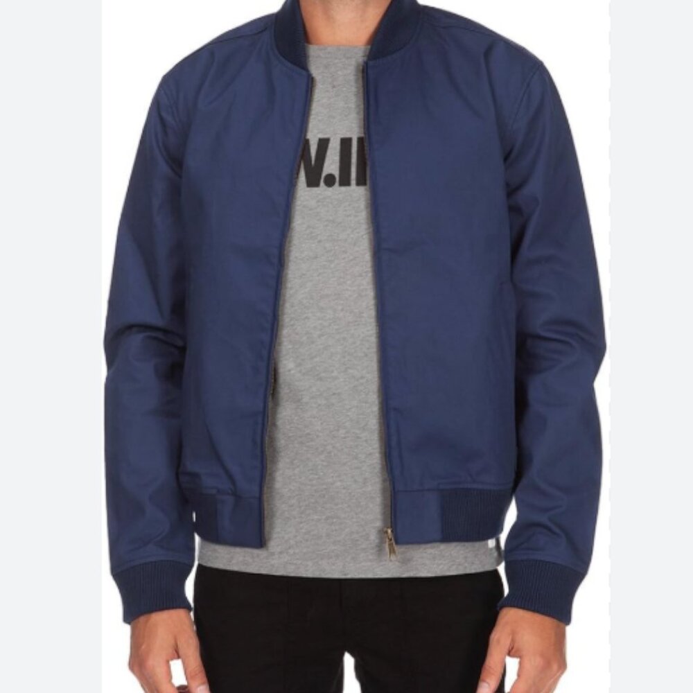 Deus Ex Machina Garth Bomber Jacket, Blue, M Motorcycle style bicycle wear Navy